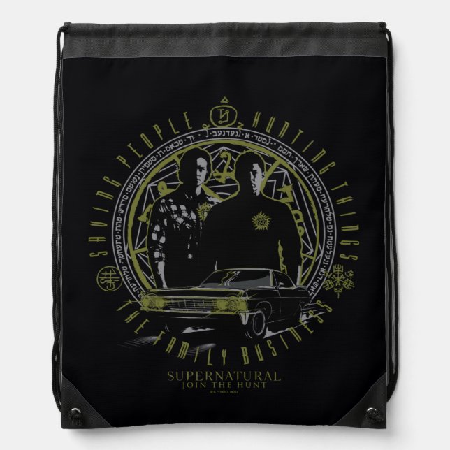 Supernatural Winchester Brothers Family Business Drawstring Bag (Front)