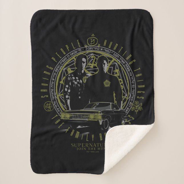 Supernatural Winchester Brothers Family Business Sherpa Blanket (Front)