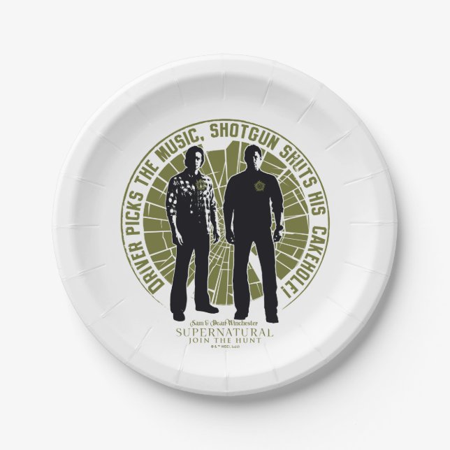 Supernatural Winchester Brothers "Shotgun" Paper Plates (Front)