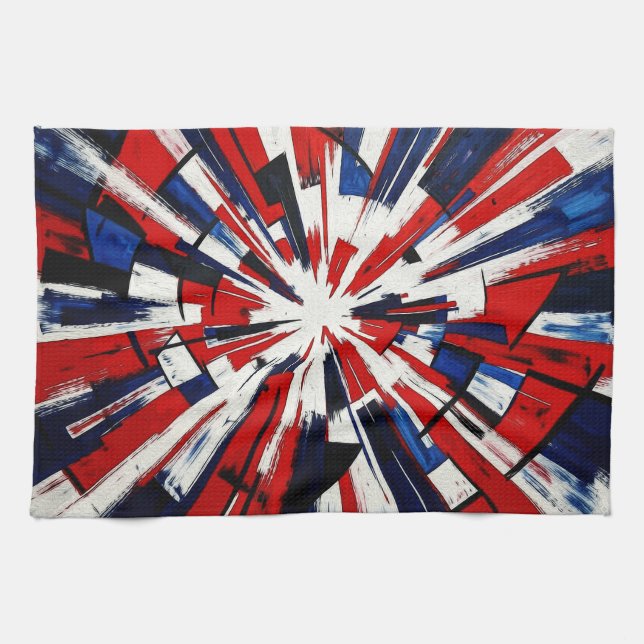 Supernova Pop – Abstract Geometric Explosion Kitchen Towel (Horizontal)