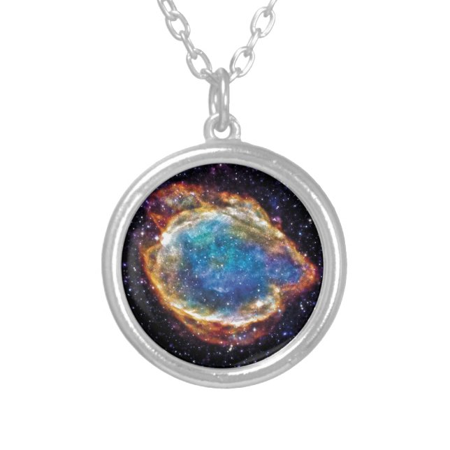 Supernova Remnant G299.2-2.9 NASA Space Photo Silver Plated Necklace (Front)