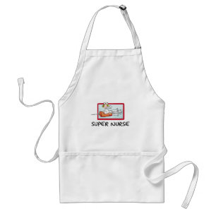 supernurse - Humorous Cartoon Nurse on Syringe. Adult Apron