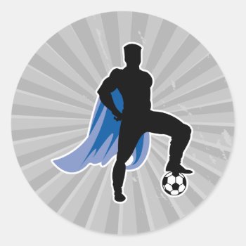 Supero Hero Soccer Player Classic Round Sticker by sports_shop at Zazzle