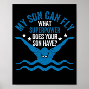 Superpower Funny Mom Dad Swimming Team Parent My Poster