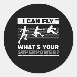 Superpower Jumg Triple Jumper Track And Field Long Classic Round Sticker