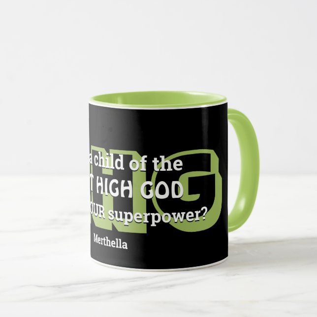 Superpower MOST HIGH GOD Personalized Black Green Mug (Front Right)