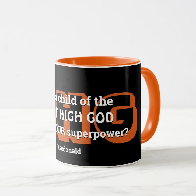 Superpower MOST HIGH GOD Personalized Black Orange Mug (Front Right)