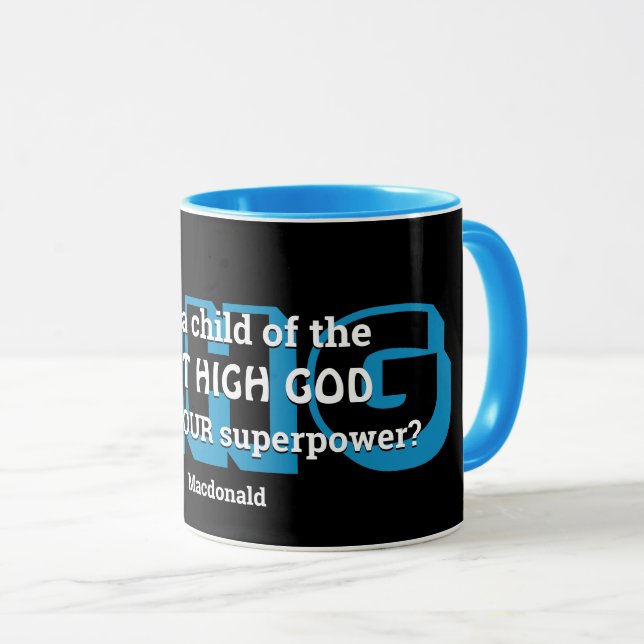 Superpower MOST HIGH GOD Personalized Light Blue Mug (Front Right)