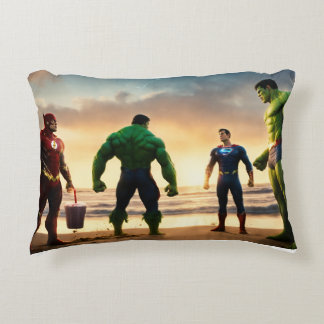 "Superpowered Mashup: Heroes, Chaos, & Milkshakes" Accent Pillow