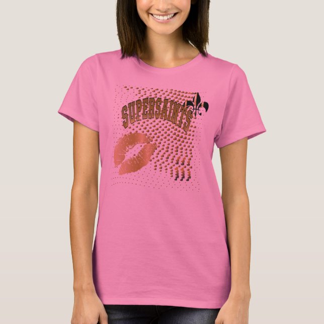 Supersaints, Black gold hearts/kiss Fleur de Lis T-Shirt (Front)