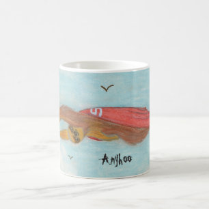 Supersloth flying with caption 'Anyhoo' Coffee Mug