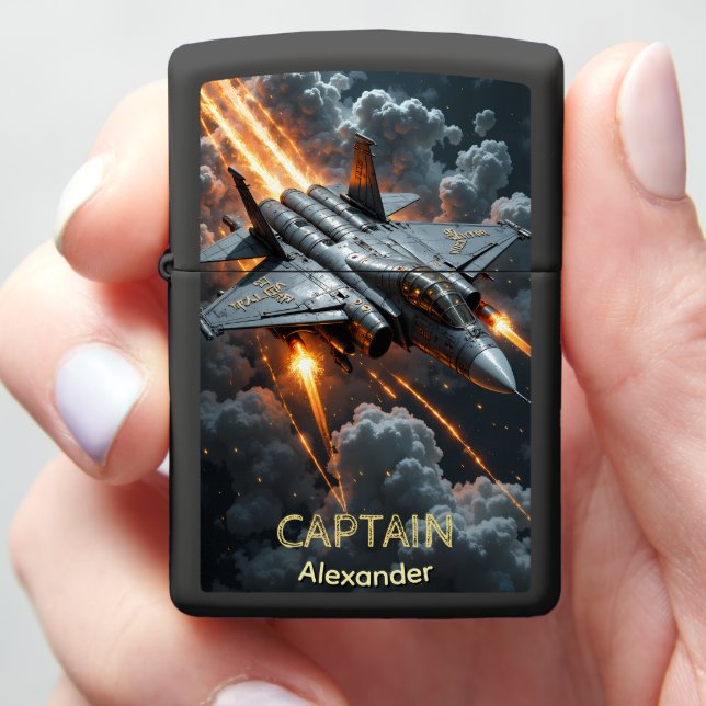 Supersonic Captain's Fiery Warplane Gift Zippo Lighter (In Hand)
