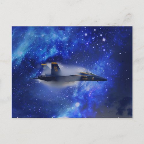 Supersonic sound barrier jet postcard