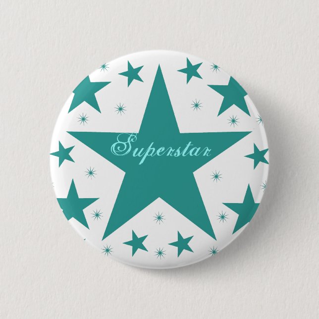 Superstar Button, Teal Pinback Button (Front)
