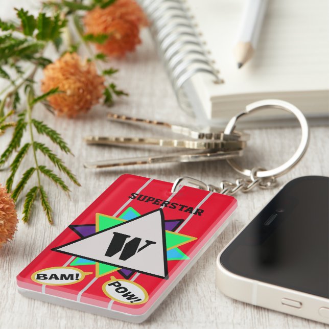 Superstar Cartoon Monogram Red Black Keychain (Front Right)