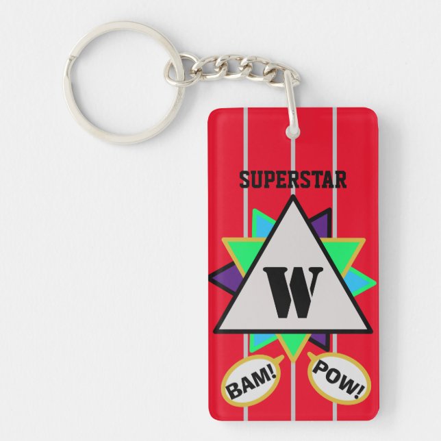 Superstar Cartoon Monogram Red Black Keychain (Front)