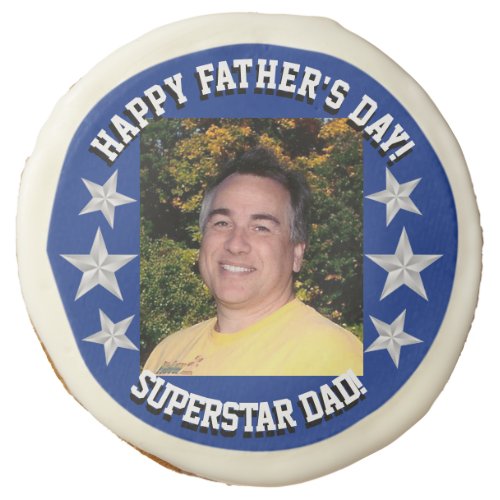 Superstar Dad Fathers Day Photo Sugar Cookie