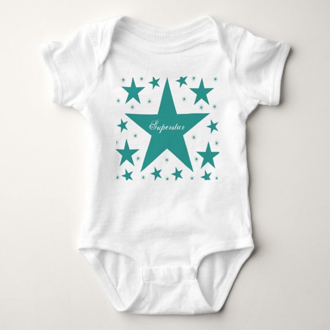 Superstar Infant T-shirt, Teal Baby Bodysuit (Front)