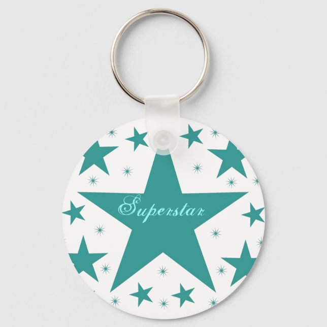 Superstar Keychain, Teal Keychain (Front)