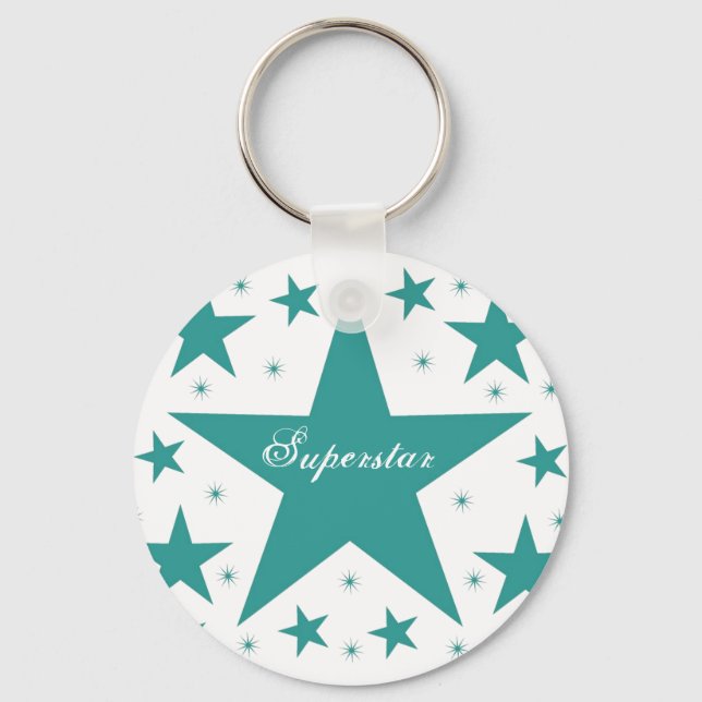 Superstar Keychain, Teal Keychain (Front)
