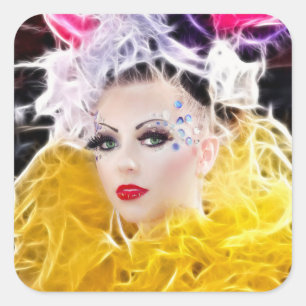 Superstar Model in Yellow Gown Square Sticker