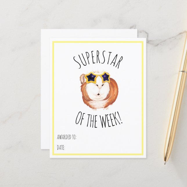 SUPERSTAR OF THE WEEK - Reward Certificate (Front/Back In Situ)