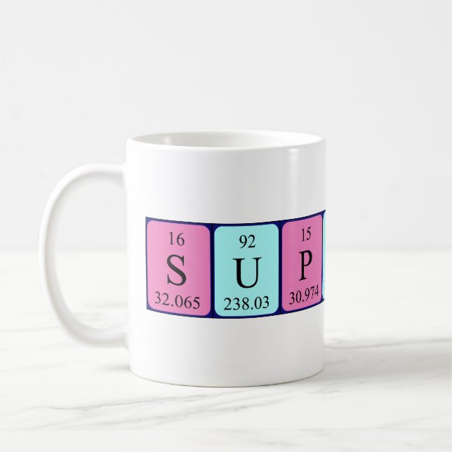 Superstar periodic table name mug (Left)