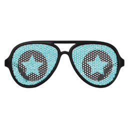 Superstar Rockstar Cool Blue Star Black Party Aviator Sunglasses