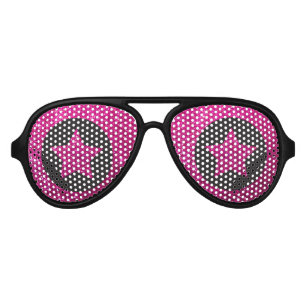 Superstar Rockstar Cool Pink Star Black Party Aviator Sunglasses