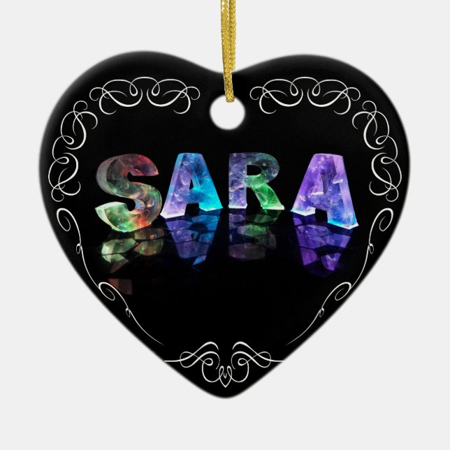 Superstar Sara -  Name in Lights (Photograph) Ceramic Ornament (Front)
