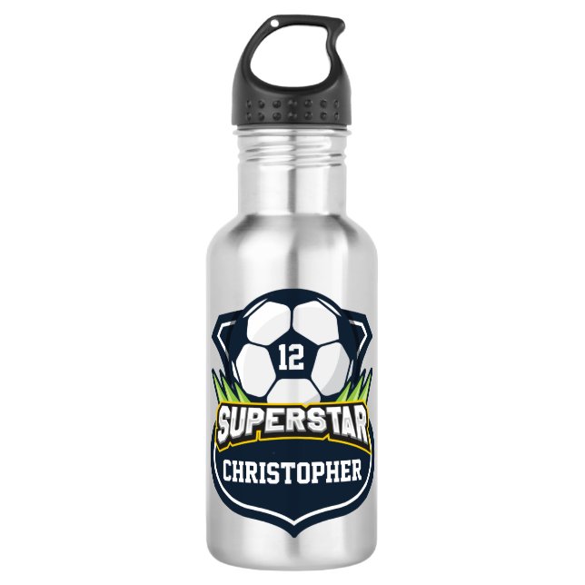 Superstar Soccer Kids Stainless Steel Water Bottle (Front)
