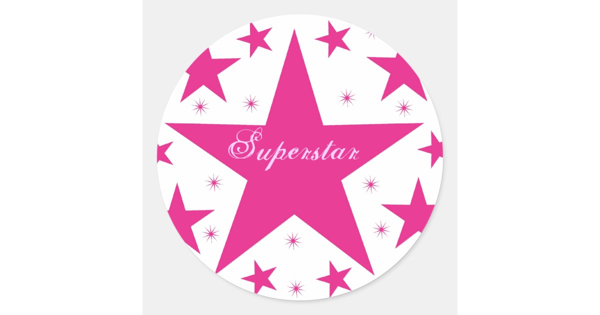 Superstar Stickers, Pink Classic Round Sticker | Zazzle