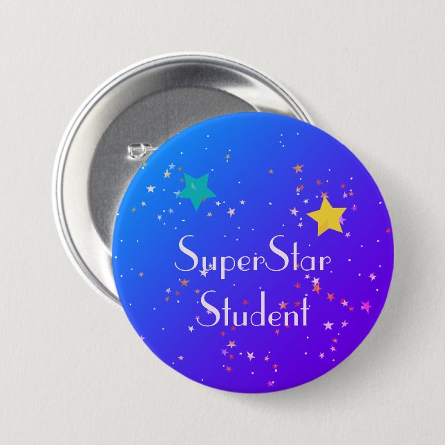 SuperStar Student with Stars  Button (Front & Back)
