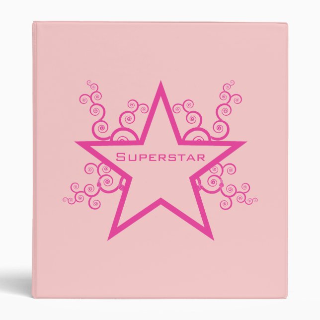 Superstar Swirls Binder, Bright Pink Binder (Front)