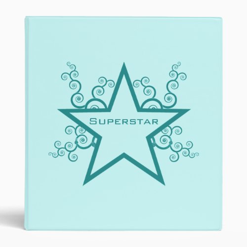 Superstar Swirls Binder Teal 3 Ring Binder