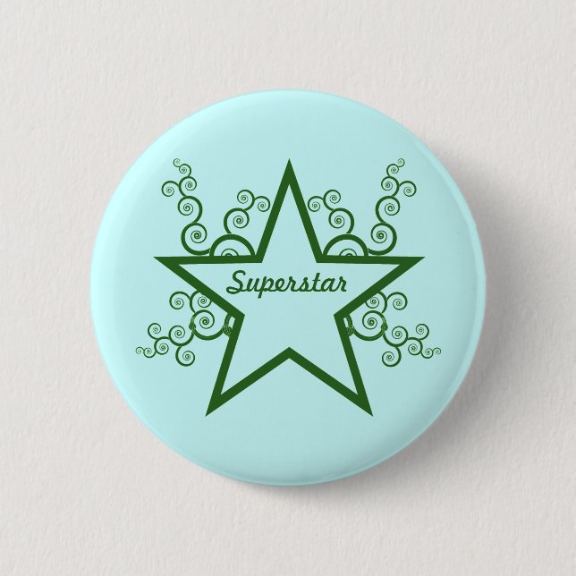 Superstar Swirls Button, Forest Green Button (Front)