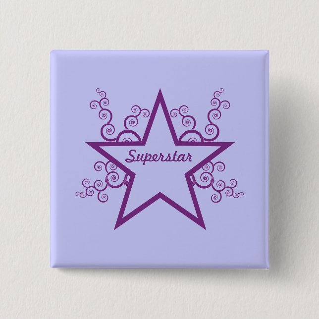Superstar Swirls Button, Purple Pinback Button (Front)