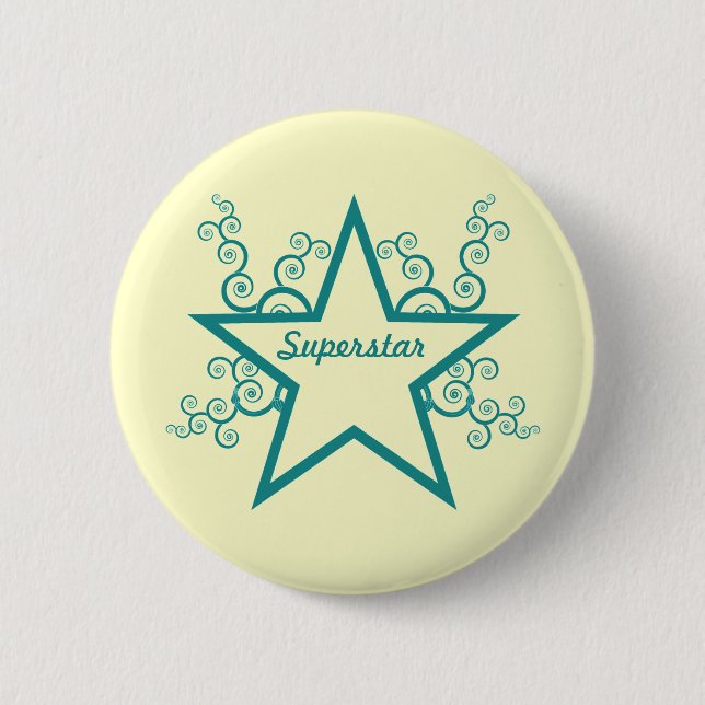 Superstar Swirls Button, Teal Button (Front)