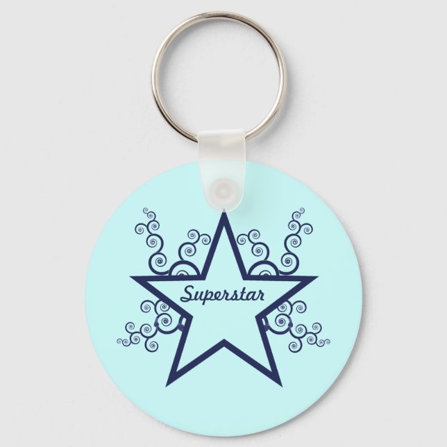 Superstar Swirls Keychain, Dark Blue Keychain (Front)