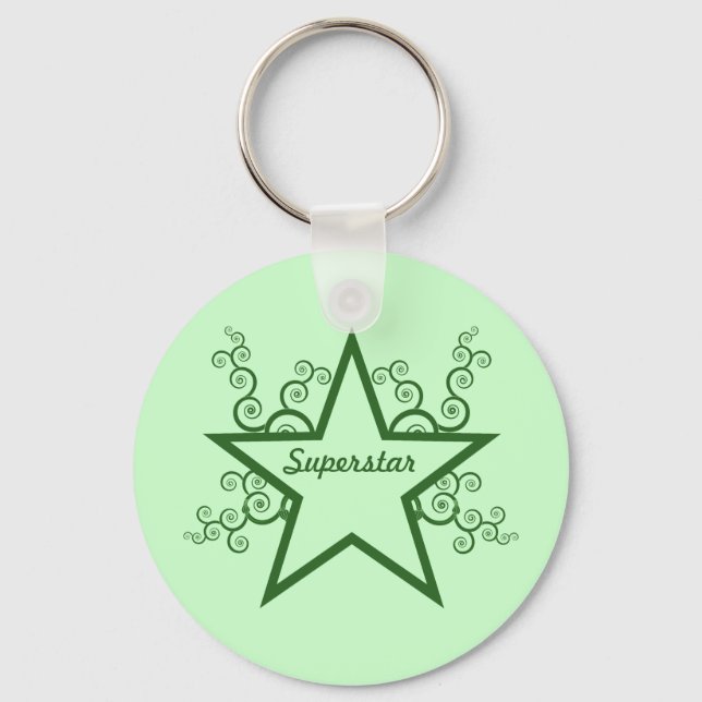 Superstar Swirls Keychain, Forest Green Keychain (Front)