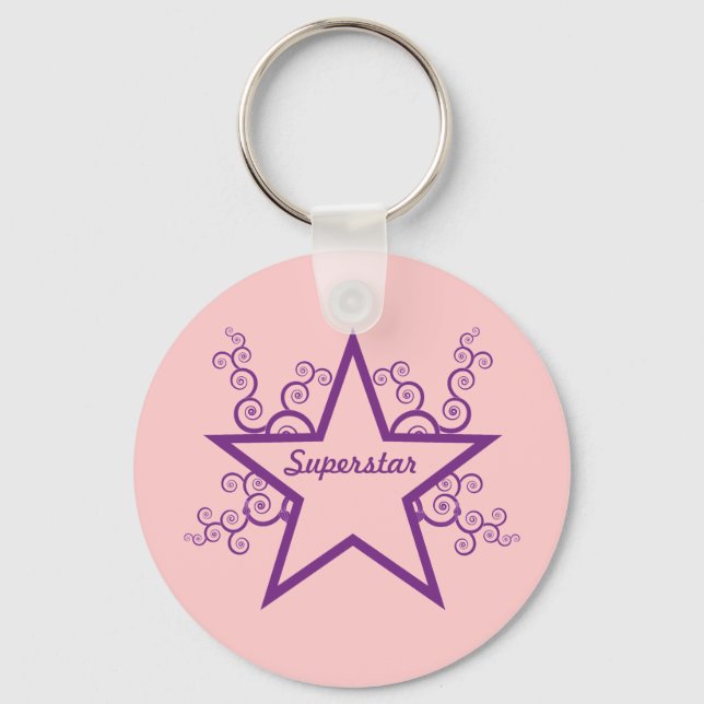 Superstar Swirls Keychain, Purple Keychain (Front)