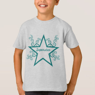 Superstar Swirls Kids Shirt, Teal T-Shirt