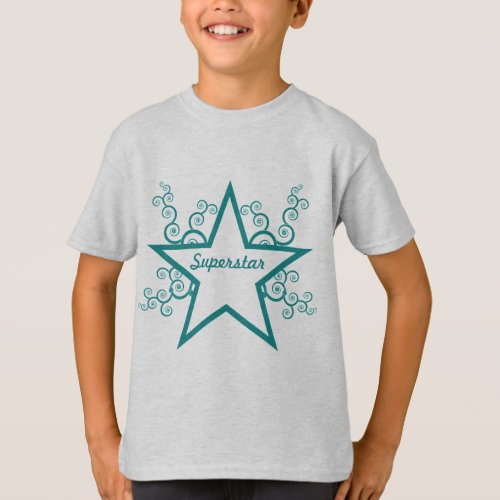 Superstar Swirls Kids Shirt Teal T_Shirt