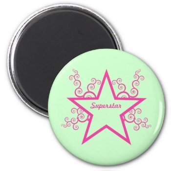 Superstar Swirls Magnet  Bright Pink Magnet by Superstarbing at Zazzle