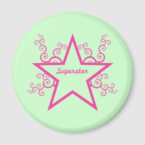 Superstar Swirls Magnet Bright Pink Magnet