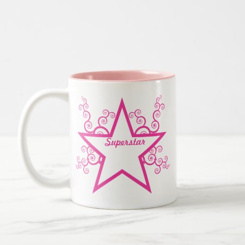 Superstar Swirls Mug Bright Pink Two_Tone Coffee Mug