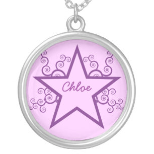 Superstar Swirls Necklace, Purple Silver Plated Necklace