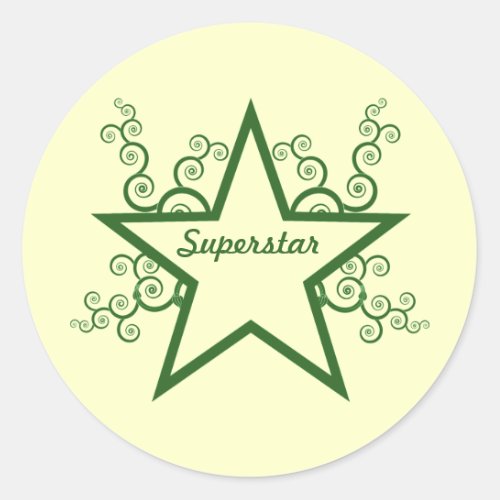 Superstar Swirls Stickers Forest Green Classic Round Sticker