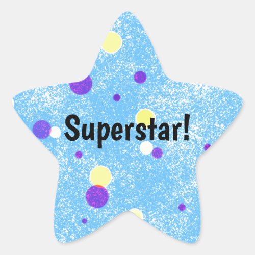 Superstar Yellow and Purple Dots on Blue Star Sticker