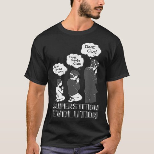 superstition evolution funny atheist agnostic  T_Shirt